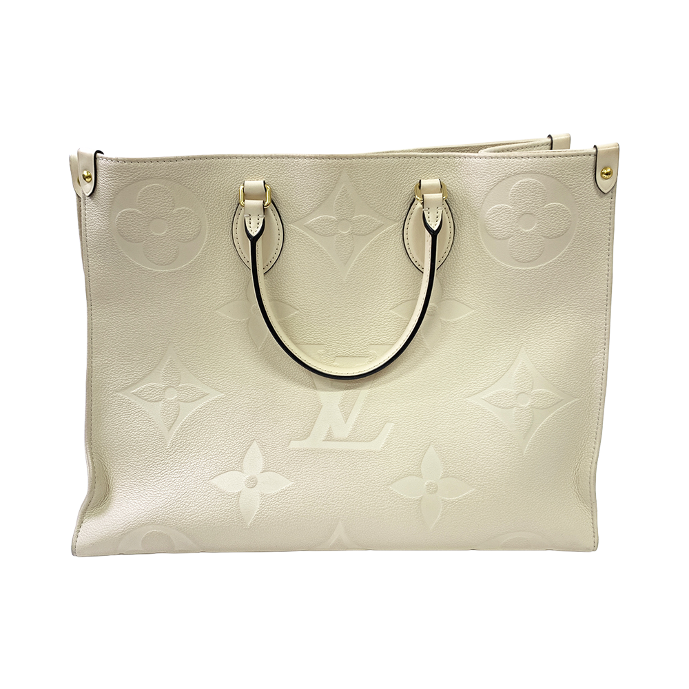 LOUIS VUITTON On The Go GM White Monogram Empreinte Leather Bag Pre-Owned