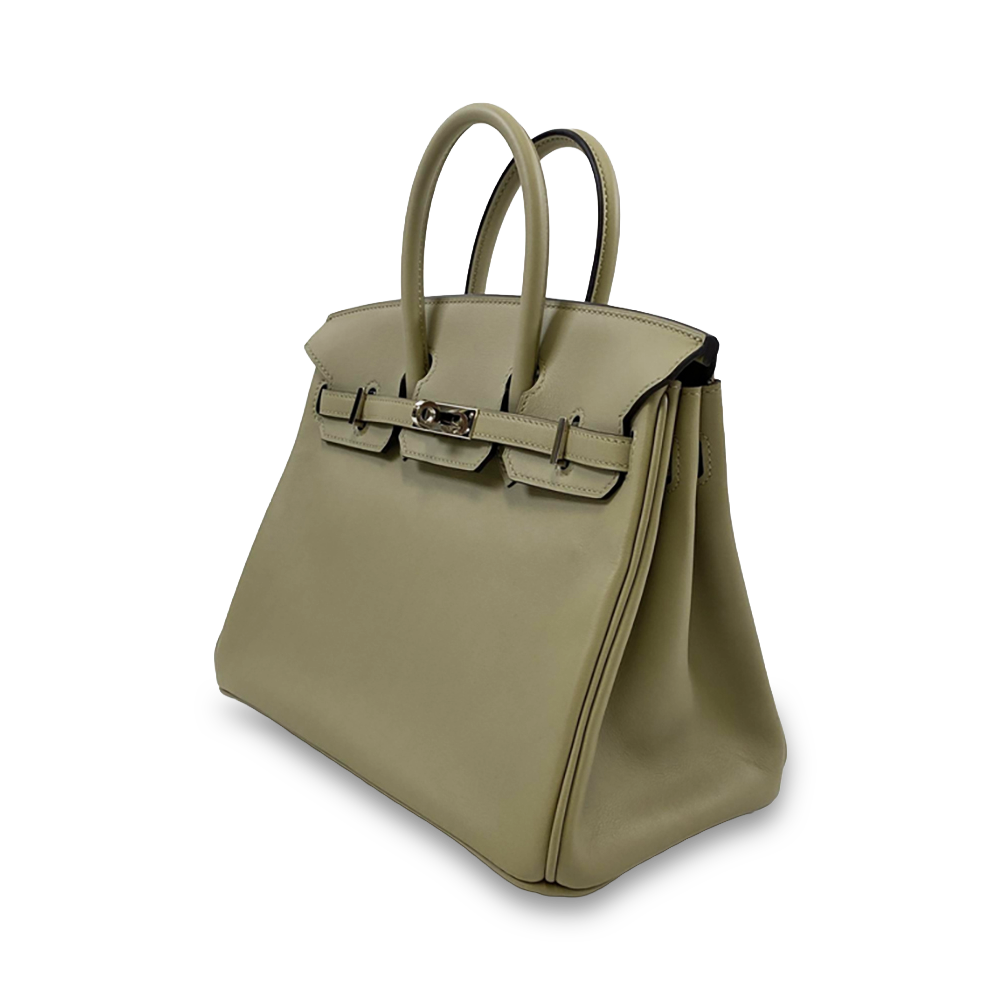 HERMÈS Birkin 25 Beige Swift Leather Bag Silver Hardware Pre-Owned