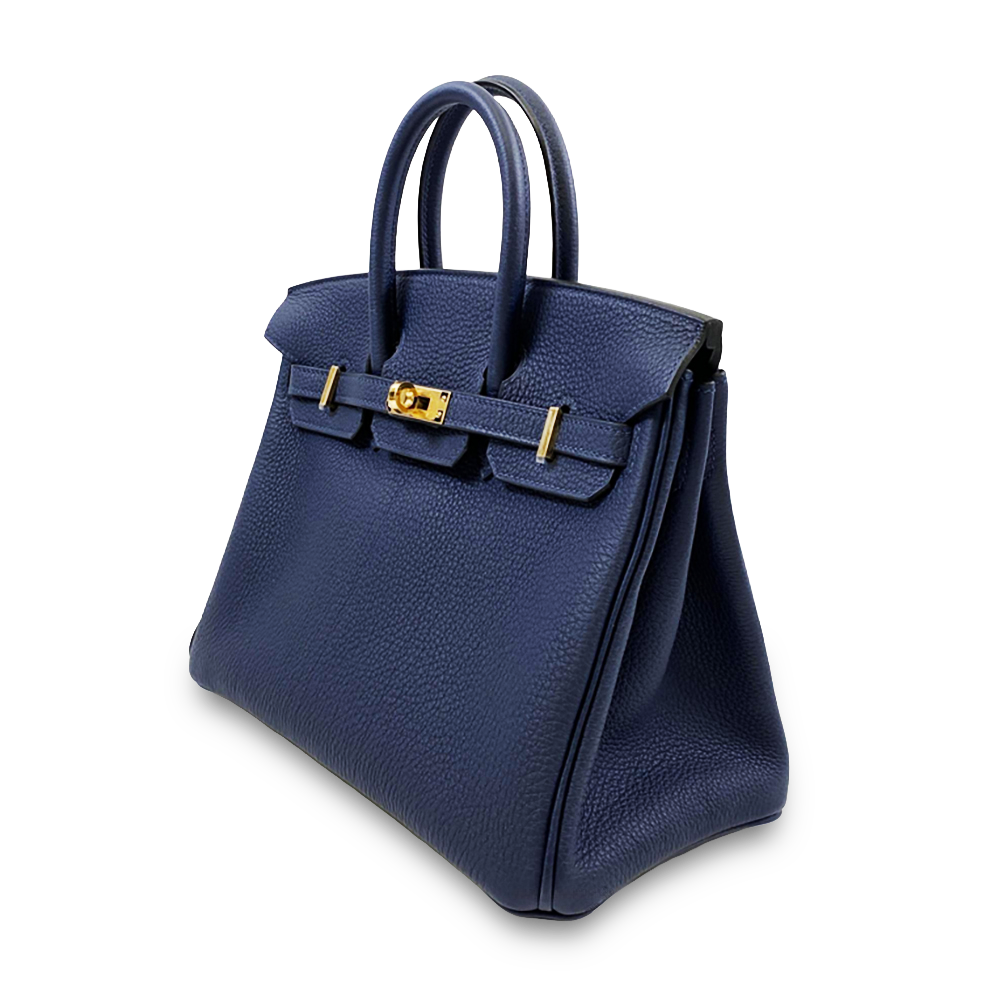 HERMÈS Birkin 28 Navy Blue Togo Leather Bag Gold Hardware Pre-Owned