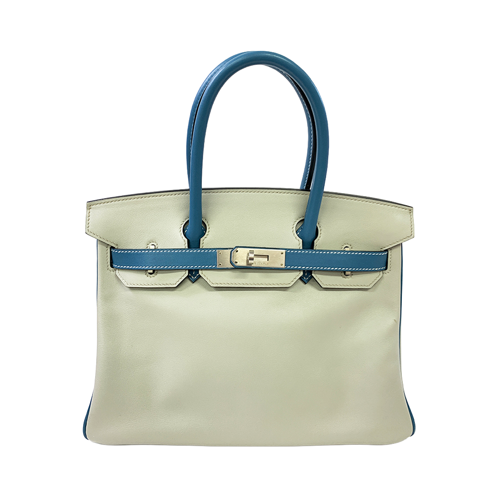 HERMES Birkin 30cm Swift Leather Bag Palladium Hardware Pre-Owned