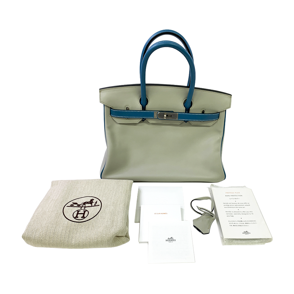 HERMES Birkin 30cm Swift Leather Bag Palladium Hardware Pre-Owned