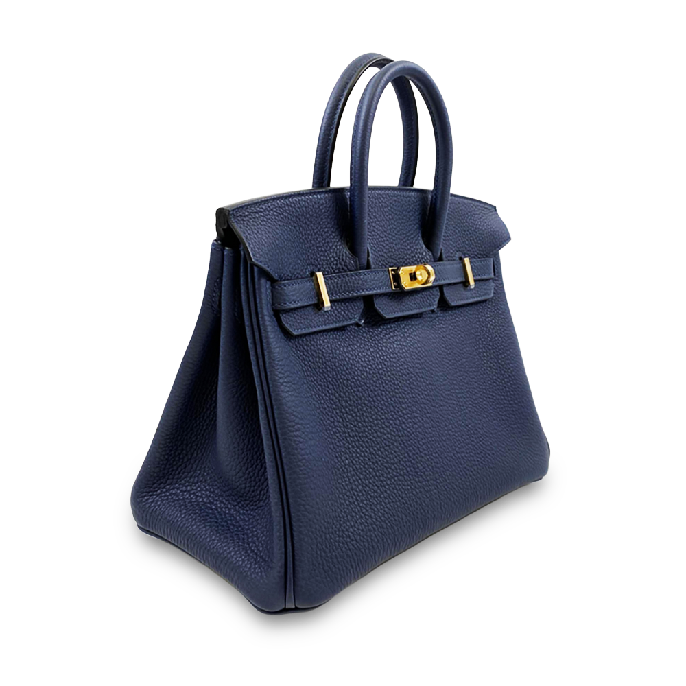 HERMÈS Birkin 28 Navy Blue Togo Leather Bag Gold Hardware Pre-Owned