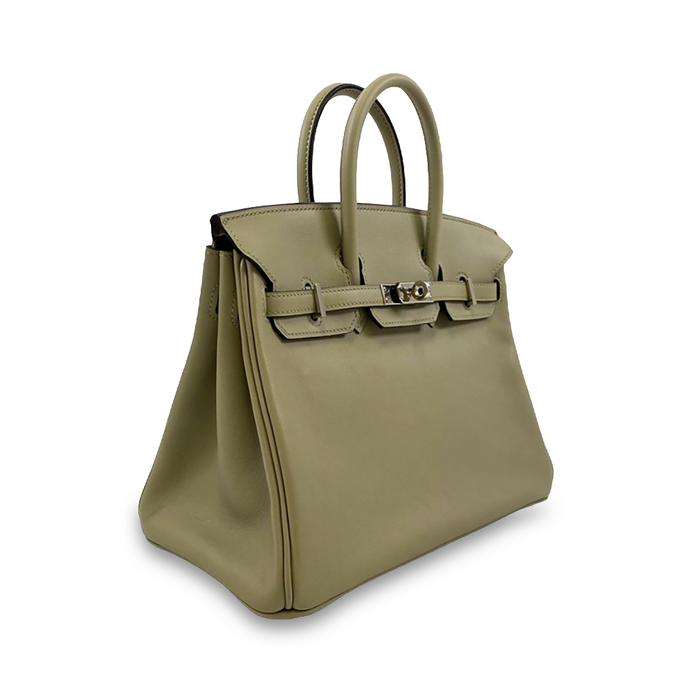 HERMÈS Birkin 25 Beige Swift Leather Bag Silver Hardware Pre-Owned