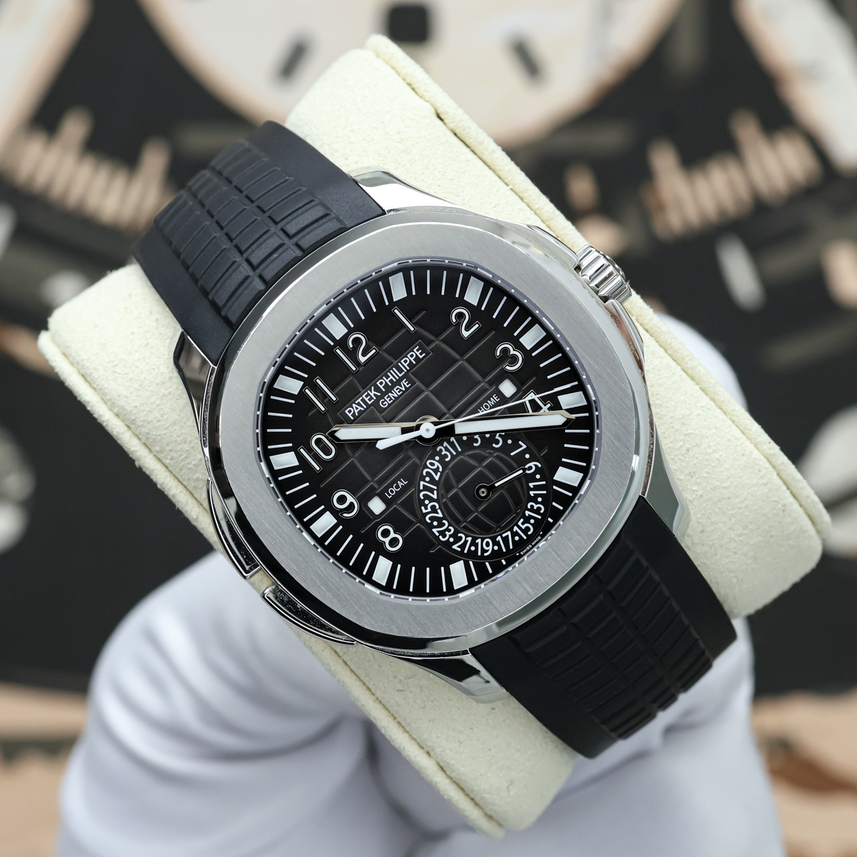 Patek Philippe Aquanaut Travel Time 5164A 40.8mm Black Dial Pre-Owned