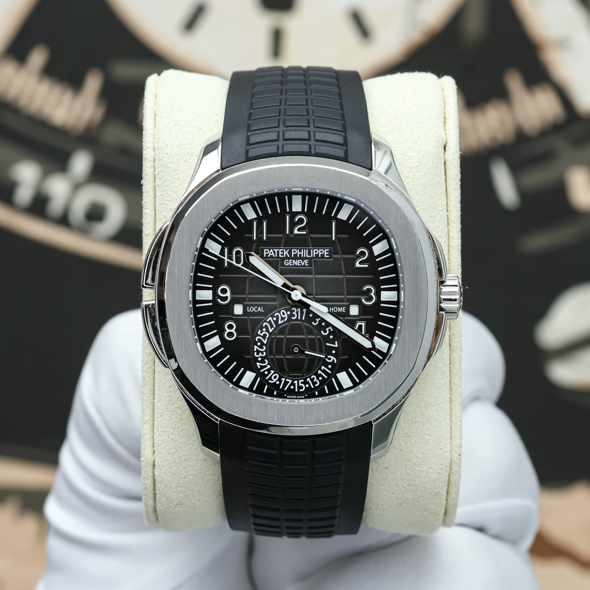 Patek Philippe Aquanaut Travel Time 5164A 40.8mm Black Dial Pre-Owned