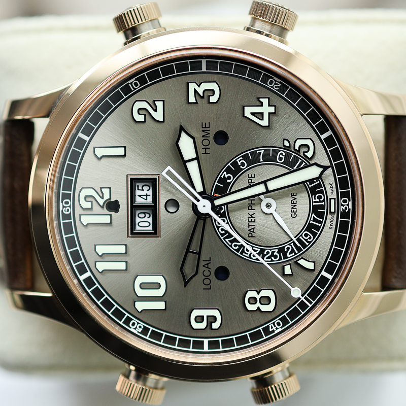 Patek Philippe Grand Complications Alarm Travel Time 5520RG-001 Sunburst Grey Dial