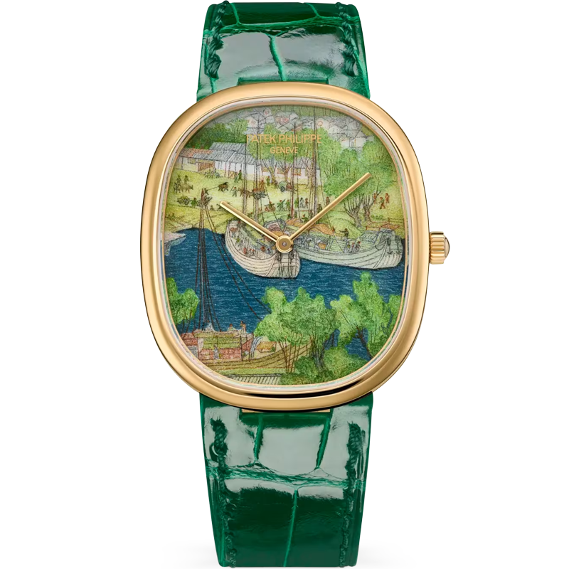 Patek Philippe Golden Ellipse Boats in the Port 5738/50J-016 34.5mm Enamel Dial