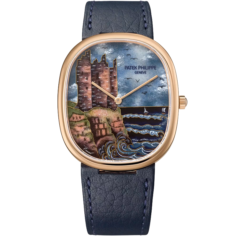 Patek Philippe Golden Ellipse Donjons on the Cliff 5738/50R-021 34.5mm Enamel Dial