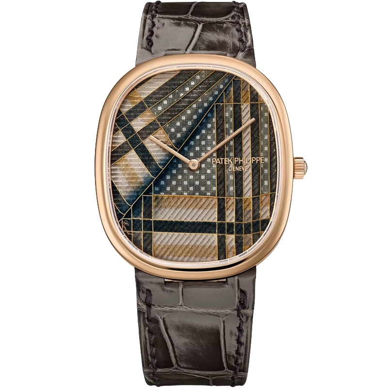 Patek Philippe Golden Ellipse Beige Tartan 5738/50R-022 34.5mm Enamel Dial