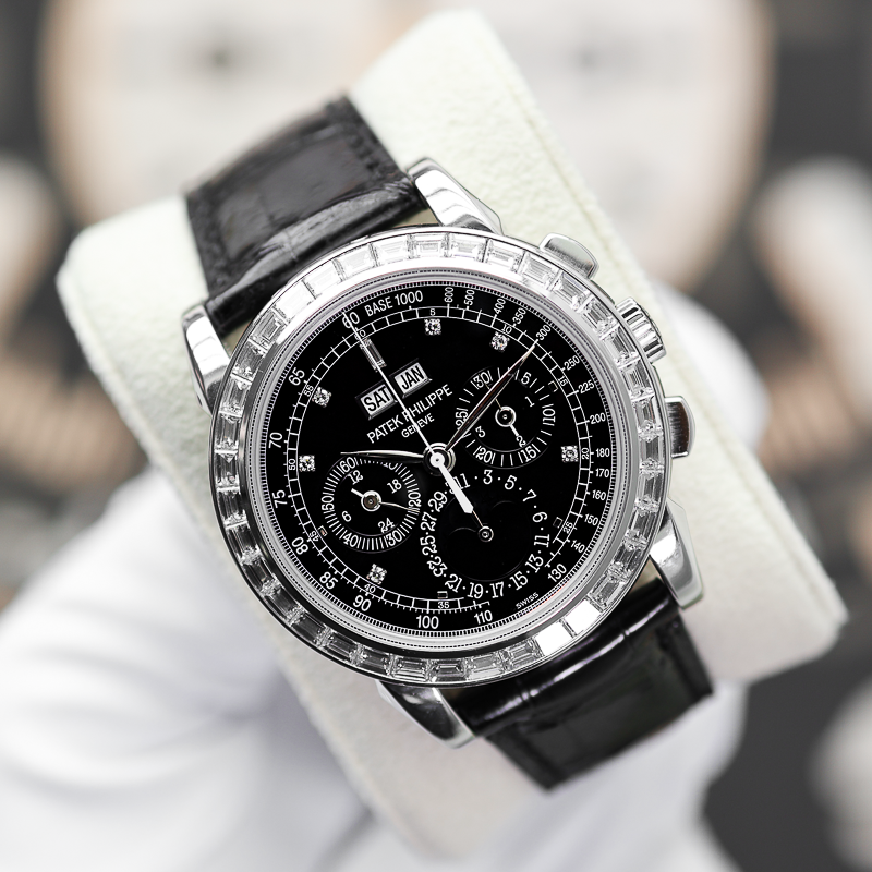 Patek Philippe Grand Complications Perpetual Calendar Chronograph 5971P 40mm Diamond Black Dial