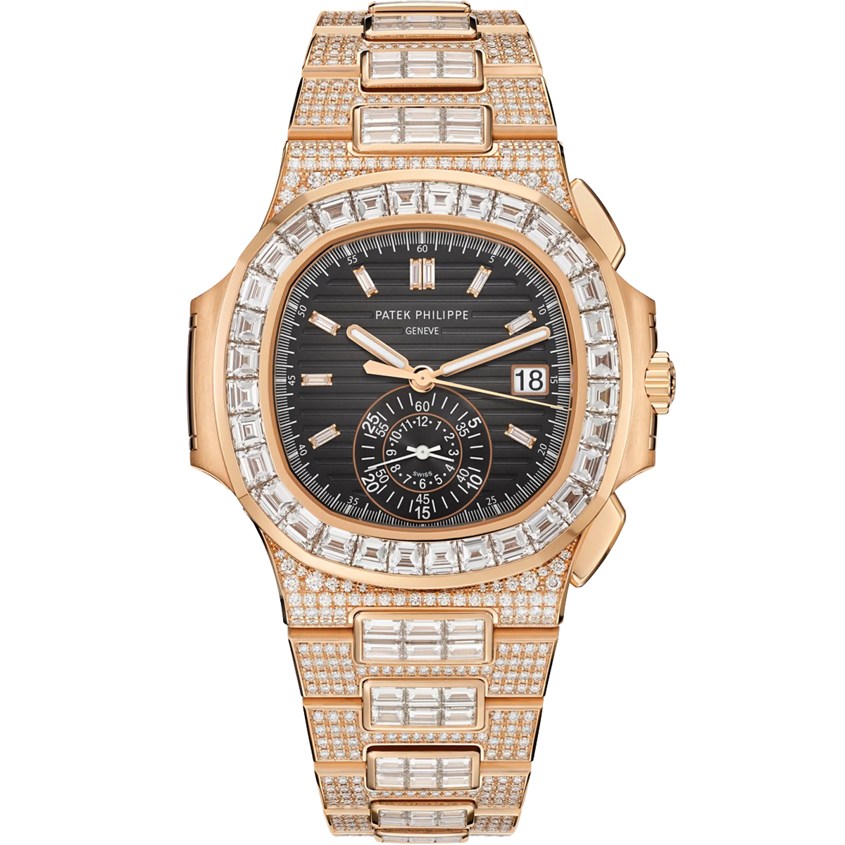 Patek Philippe Nautilus Haute Joaillerie 5980/1400R 40.5mm Baguette Diamond-Set Grey Dial Pre-Owned