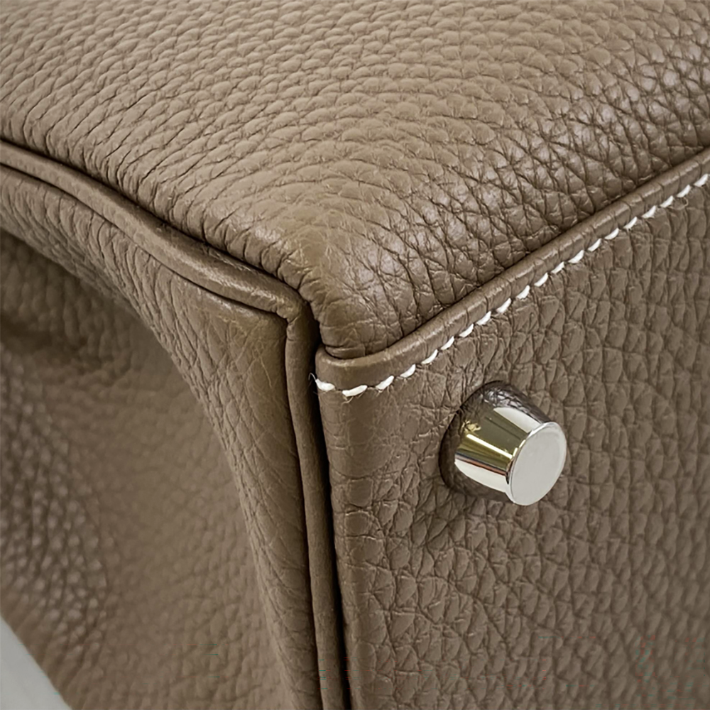 HERMÈS Kelly 25 Inner-Stitching Etoupe Togo Leather Bag Silver Hardware Pre-Owned