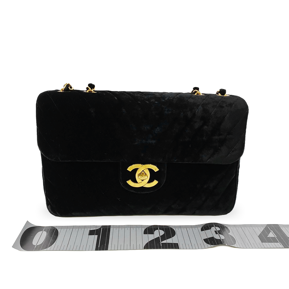 CHANEL Classic Chevron Large Velvet Flap Bag