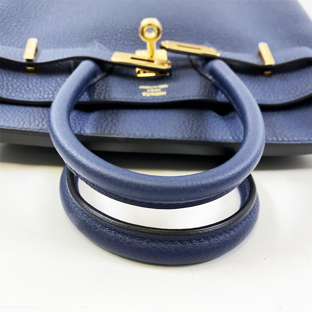 HERMÈS Birkin 28 Navy Blue Togo Leather Bag Gold Hardware Pre-Owned