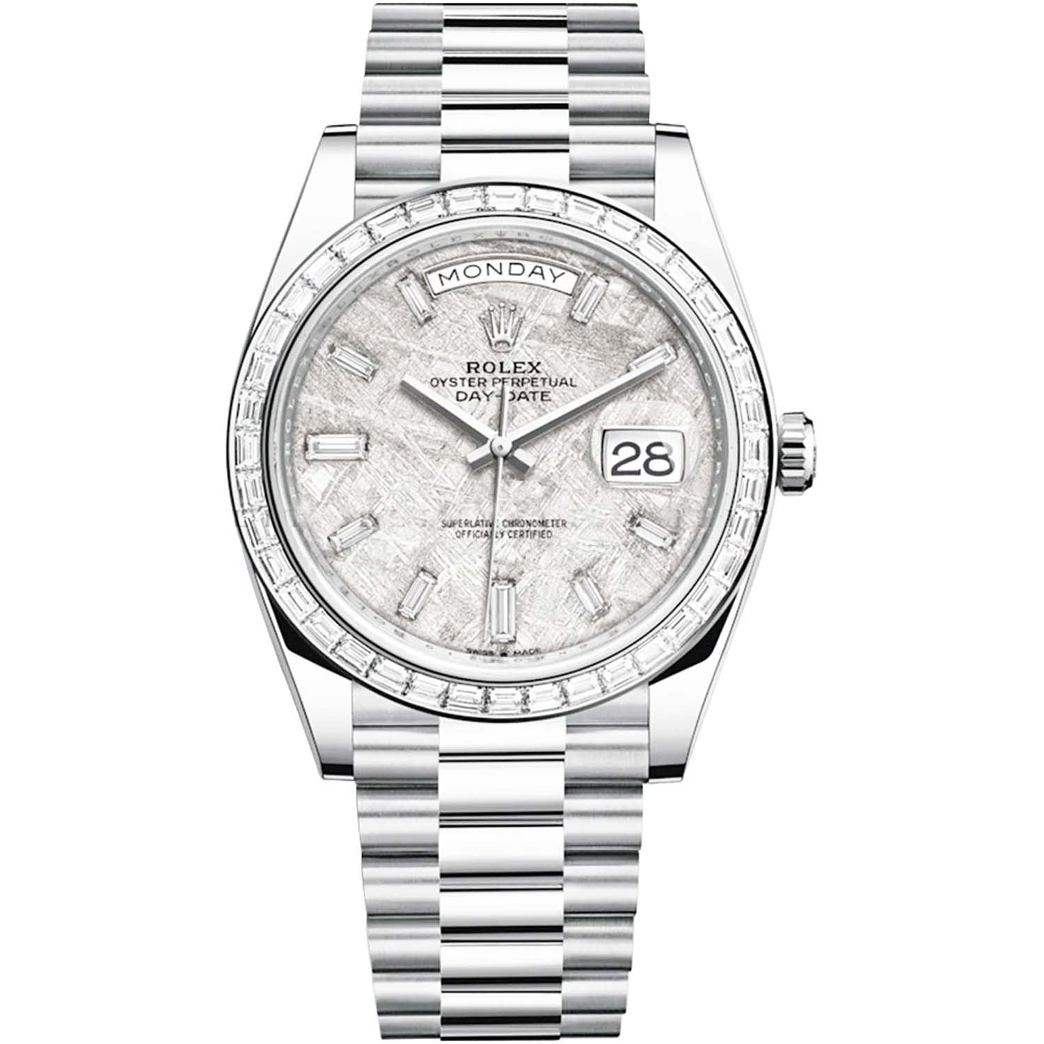 Rolex Day-Date 40 Platinum Diamond Bezel Meteorite Diamond Dial 228396TBR