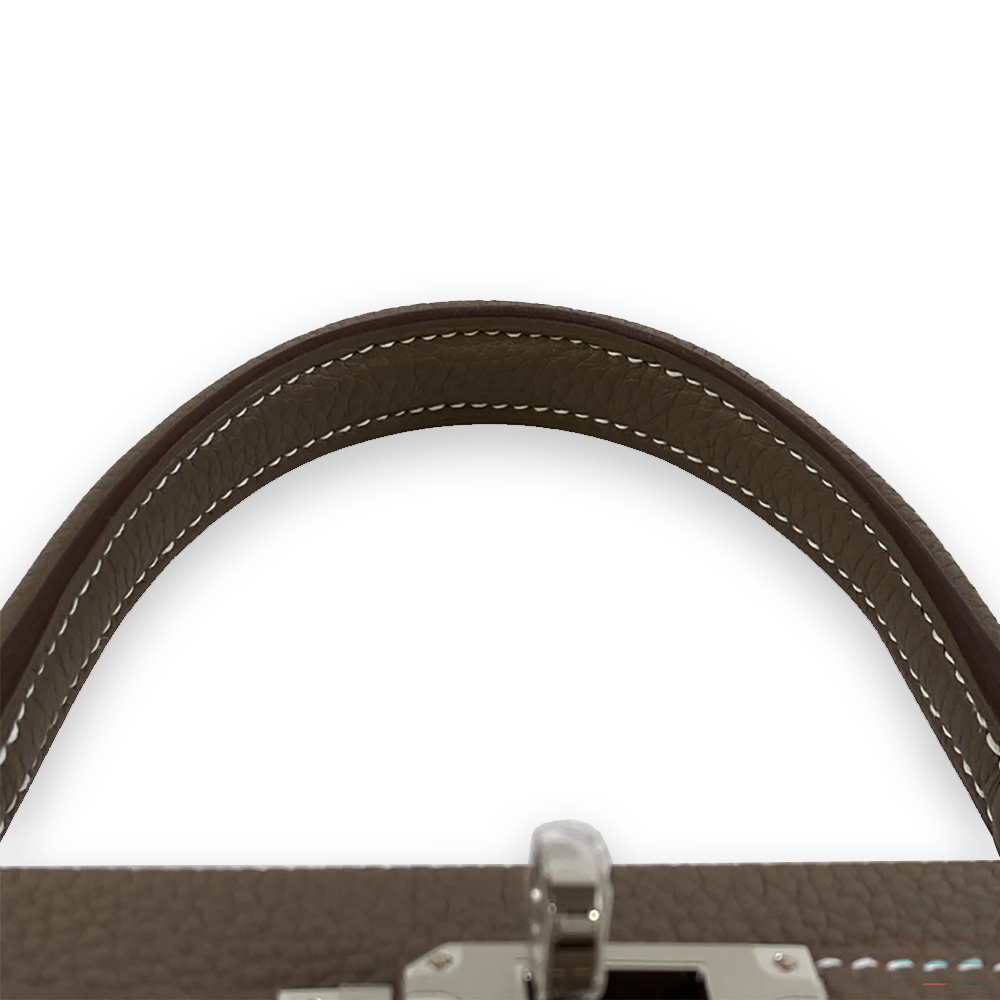 HERMÈS Kelly 25 Inner-Stitching Etoupe Togo Leather Bag Silver Hardware Pre-Owned