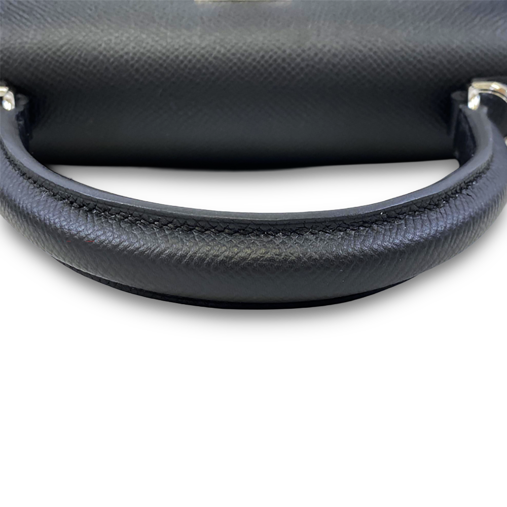 HERMÈS Kelly 25 Black Epsom Sellier Leather Bag Silver Hardware Pre-Owned