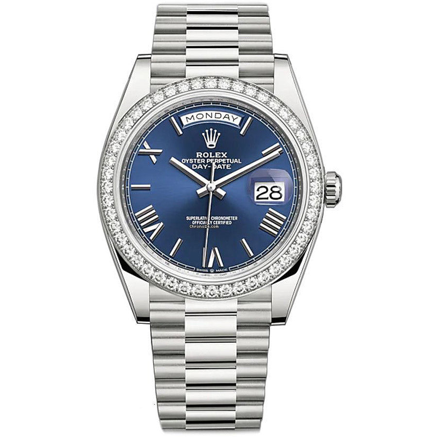 Rolex Day-Date 40 Presidential 228349 Diamond Bezel Blue Dial