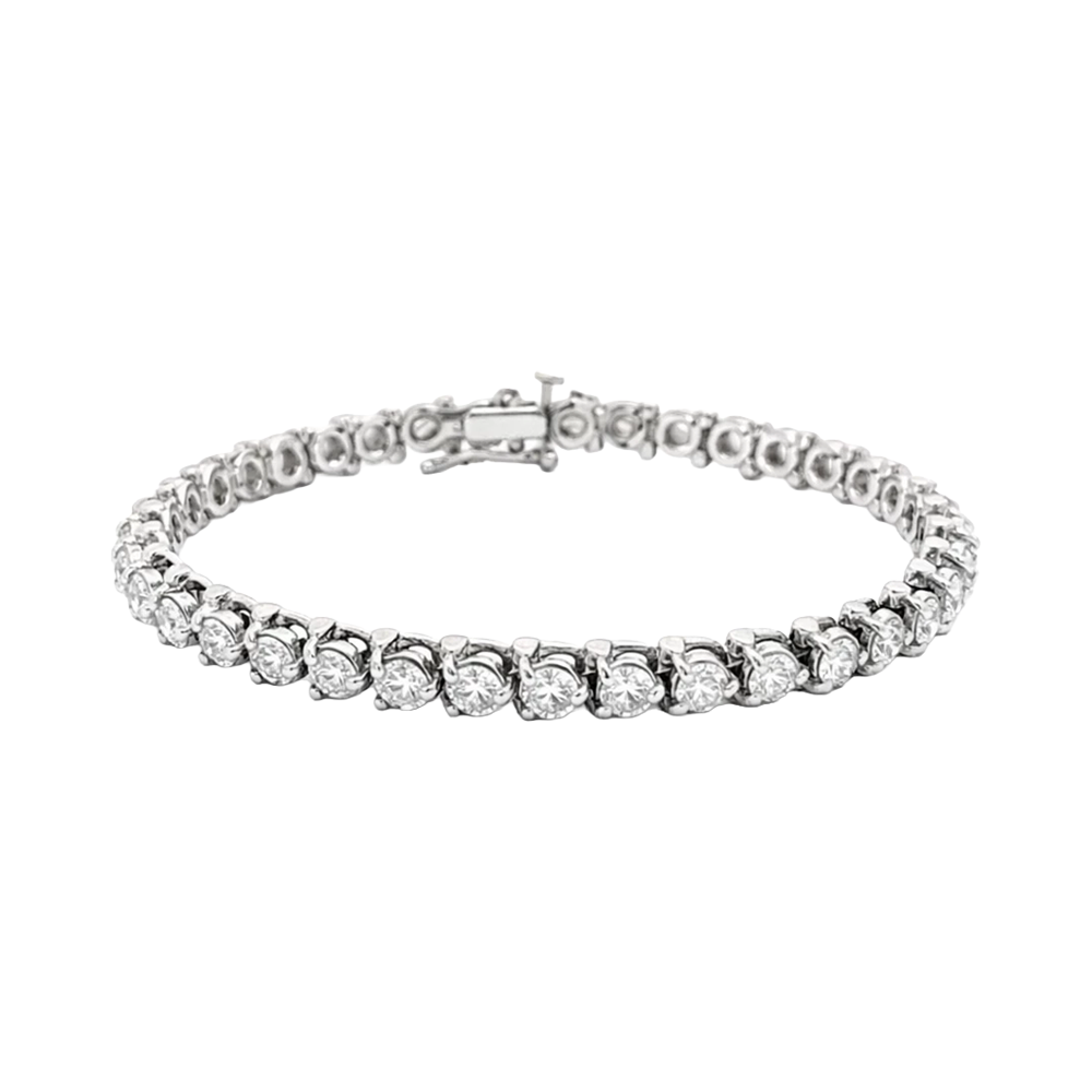 Classic Round Brilliant Cut Diamond Tennis Bracelet in White Gold
