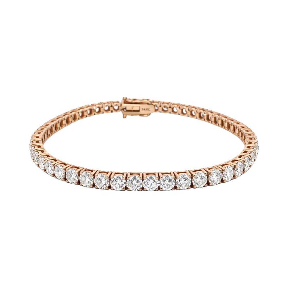 Classic Round Brilliant Cut Diamond Tennis Bracelet in Yellow Gold