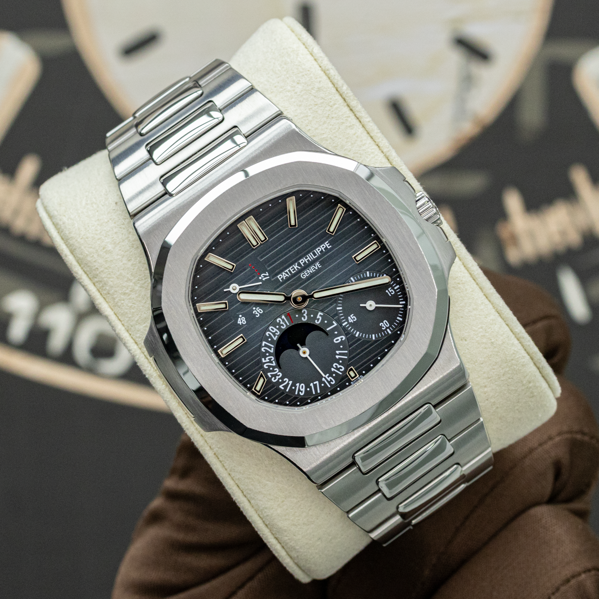 Patek Philippe Nautilus Moon Phases 5712/1A 40mm Blue Dial Geneva Sealed Pre-Owned