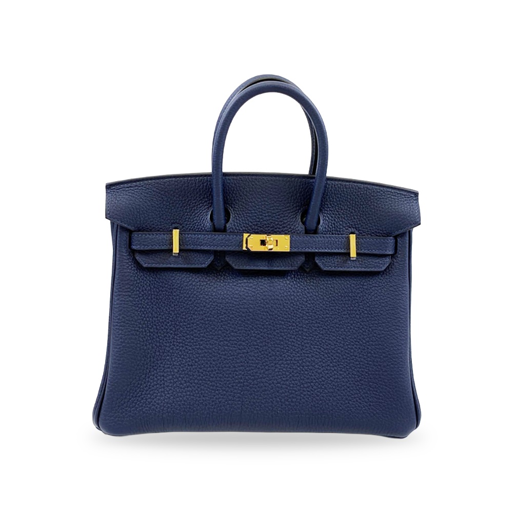 HERMÈS Birkin 28 Navy Blue Togo Leather Bag Gold Hardware Pre-Owned