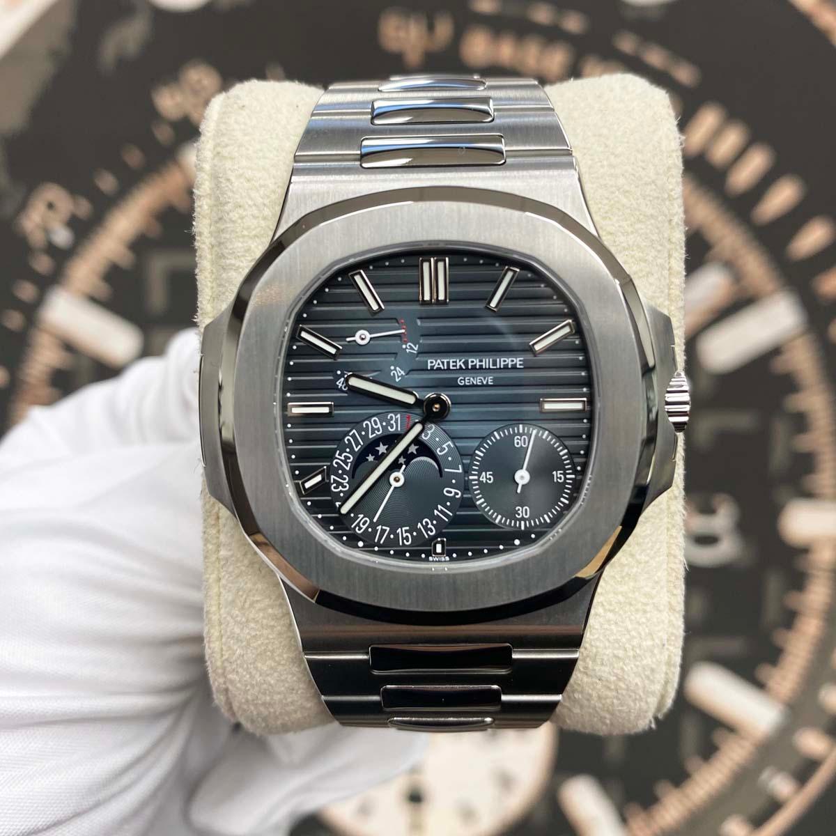 Patek Philippe Nautilus Moon Phases 40mm 5712/1A Blue Dial Pre-Owned - Gotham Trading 