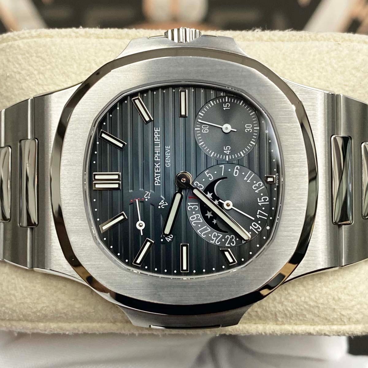 Patek Philippe Nautilus Moon Phases 40mm 5712/1A Blue Dial Pre-Owned - Gotham Trading 