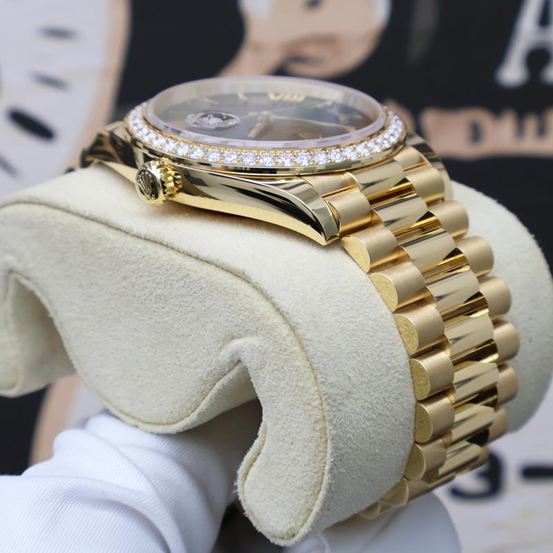 Rolex Day-Date 40 Green Ombré Roman Numeral Dial Diamond Bezel 228348RBR