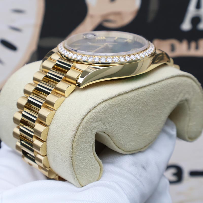 Rolex Day-Date 40 Green Ombré Roman Numeral Dial Diamond Bezel 228348RBR