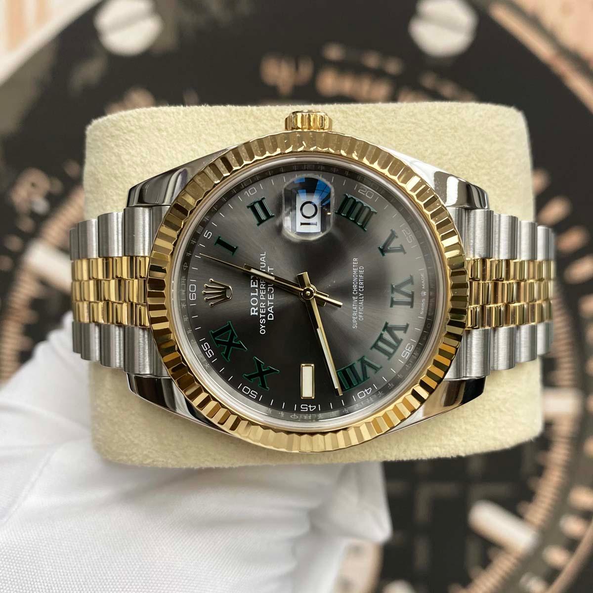 Rolex Datejust 41mm Slate Roman Numeral Dial Fluted Bezel 126333 Pre-Owned - Gotham Trading 