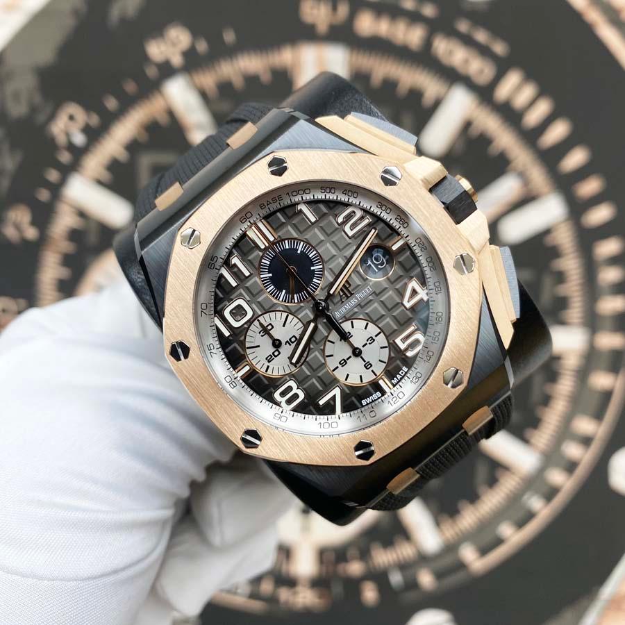 Audemars Piguet Novelty Royal Oak Offshore Chronograph 44mm 26405NR Smoked Grey Dial Pre-Owned - Gotham Trading 