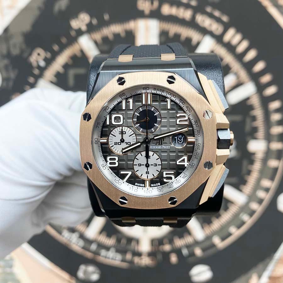 Audemars Piguet Novelty Royal Oak Offshore Chronograph 44mm 26405NR Smoked Grey Dial Pre-Owned - Gotham Trading 