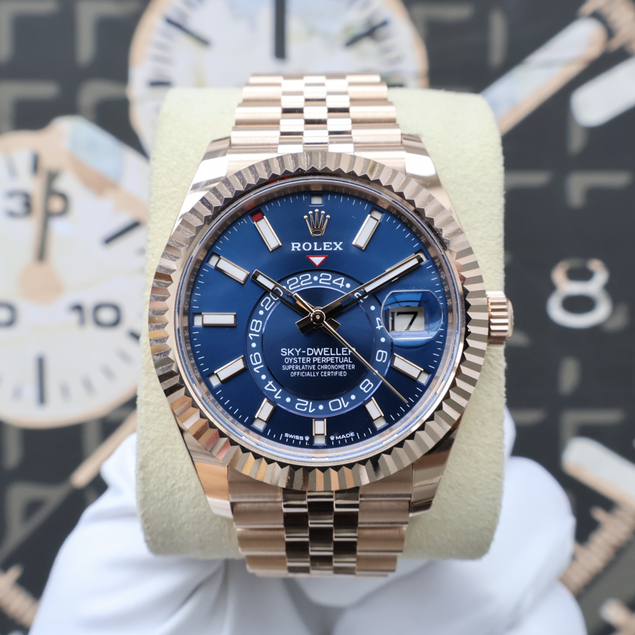 Rolex 2025 Sky-Dweller 42mm Blue Dial Rose Gold Jubilee 336935
