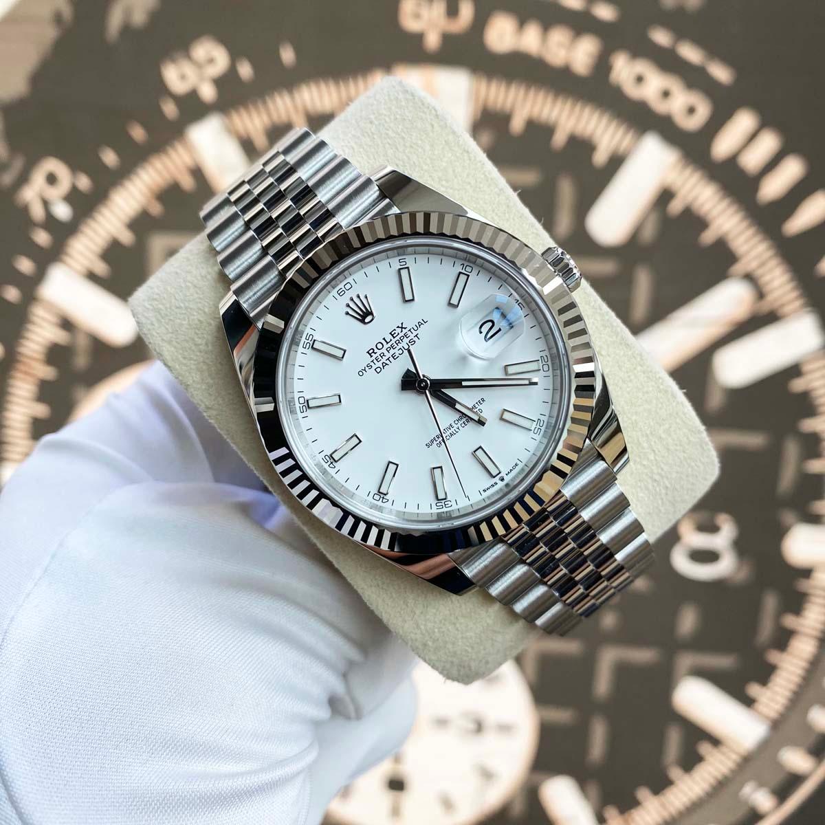 Rolex Datejust 41mm White Dial Fluted Bezel 126334 - Gotham Trading 