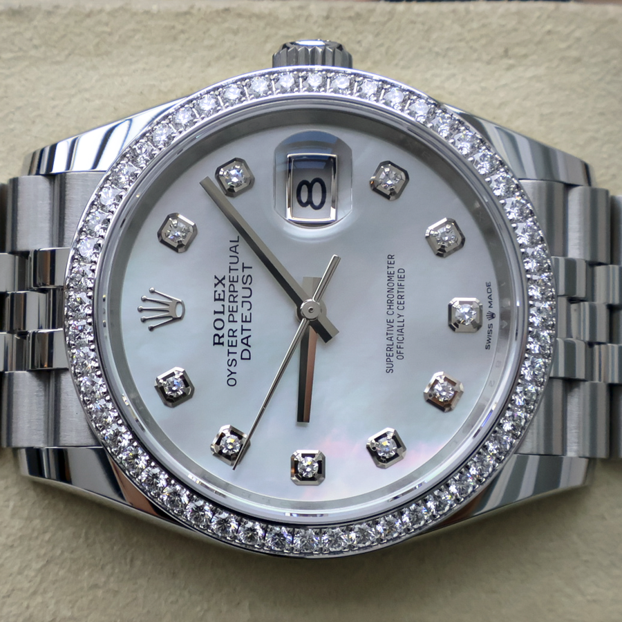 Rolex 2025 Datejust 36mm Mother Of Pearl Diamond Dial Diamond Bezel 126284RBR