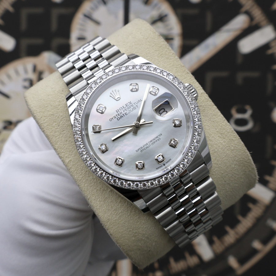 Rolex 2025 Datejust 36mm Mother Of Pearl Diamond Dial Diamond Bezel 126284RBR