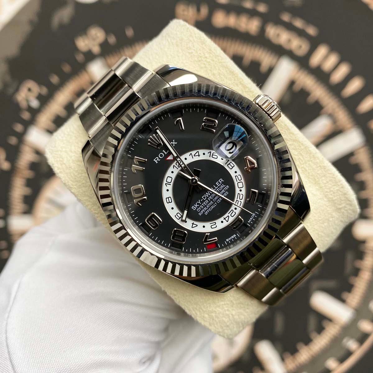 Rolex Sky-Dweller 42mm 326939 White Gold Black Dial Pre-Owned - Gotham Trading 