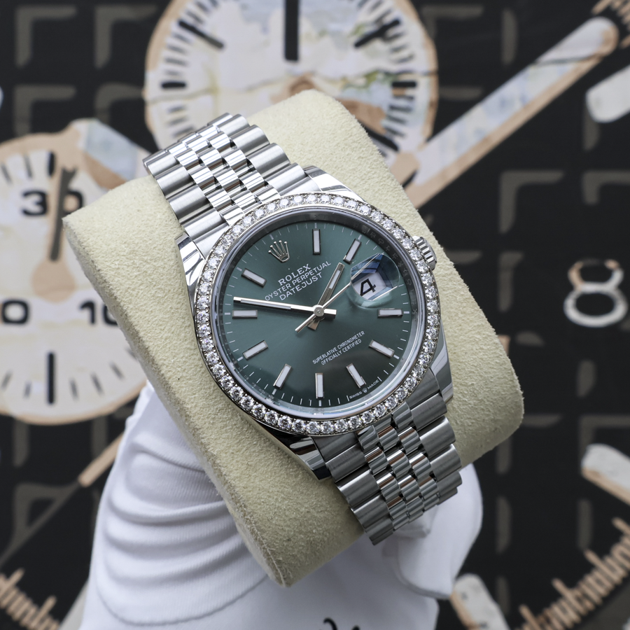 Rolex 2025 Datejust 36mm Mint Green Dial Diamond Bezel 126284RBR