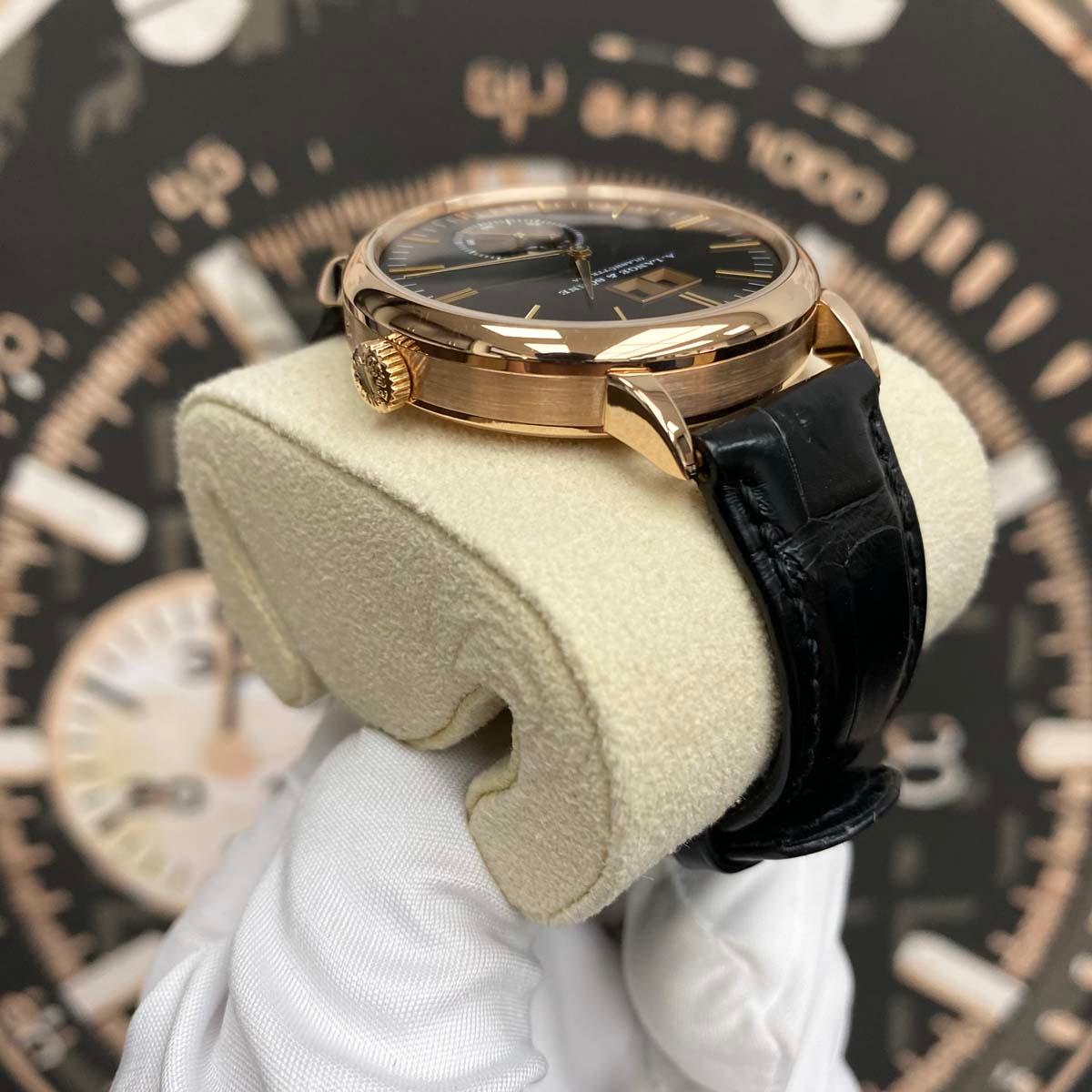 A. Lange & Sohne Saxonia Boutique Exclusive 18kt Rose Gold Moon Phase Automatic 384.031 Black Dial Pre-Owned - Gotham Trading 