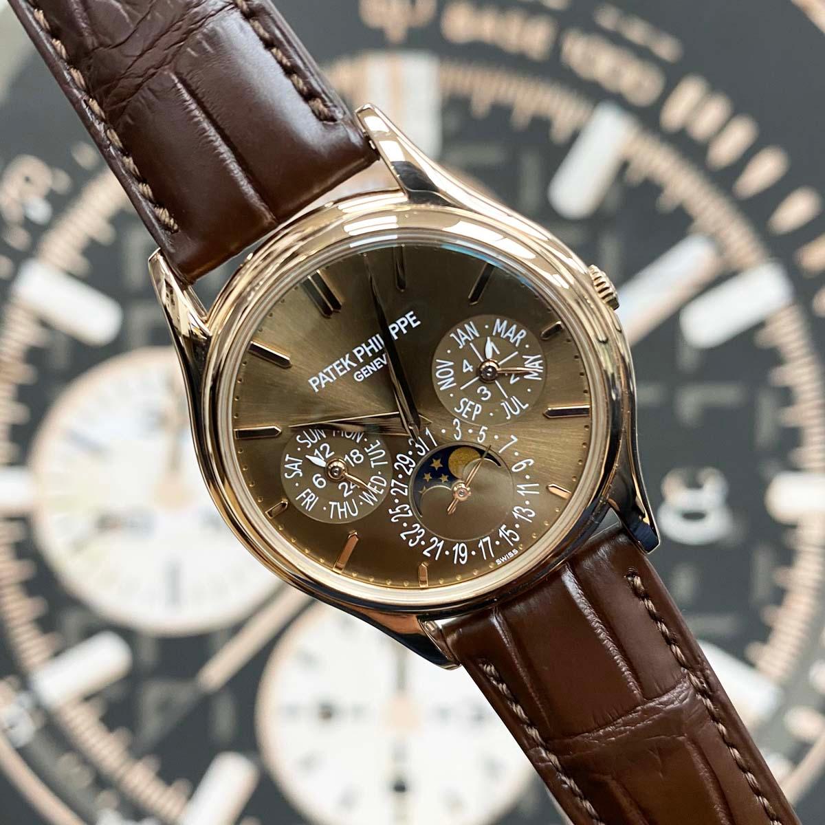 Patek Philippe Grand Complications Perpetual Calendar Moon Phase 37mm 5140R Brown Dial Pre-Owned - Gotham Trading 