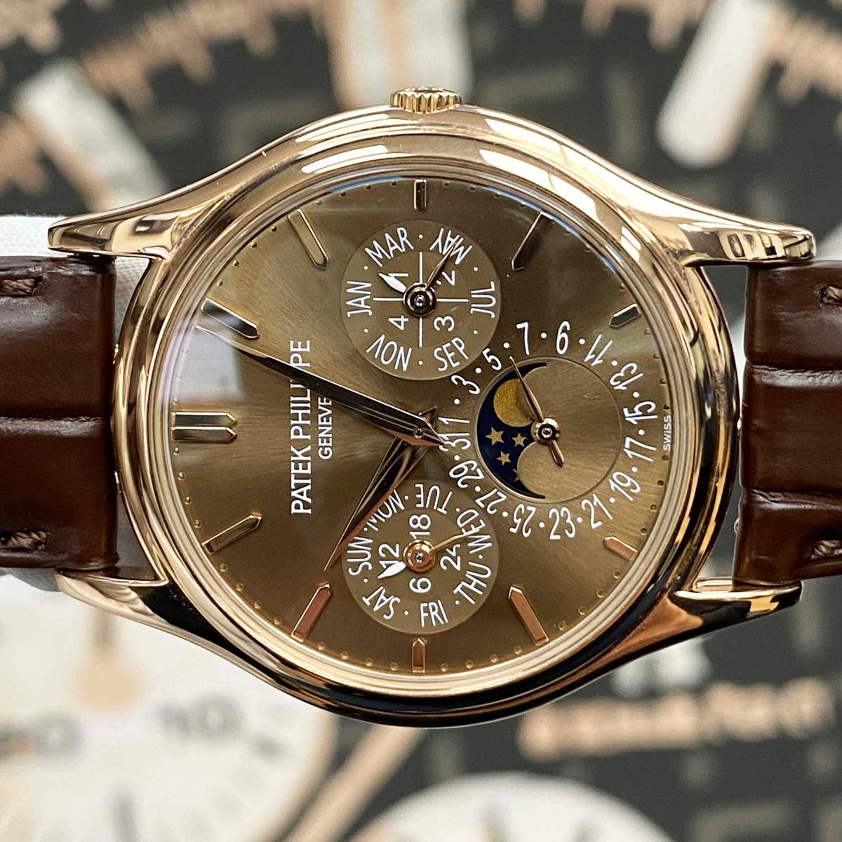 Patek Philippe Grand Complications Perpetual Calendar Moon Phase 37mm 5140R Brown Dial Pre-Owned - Gotham Trading 