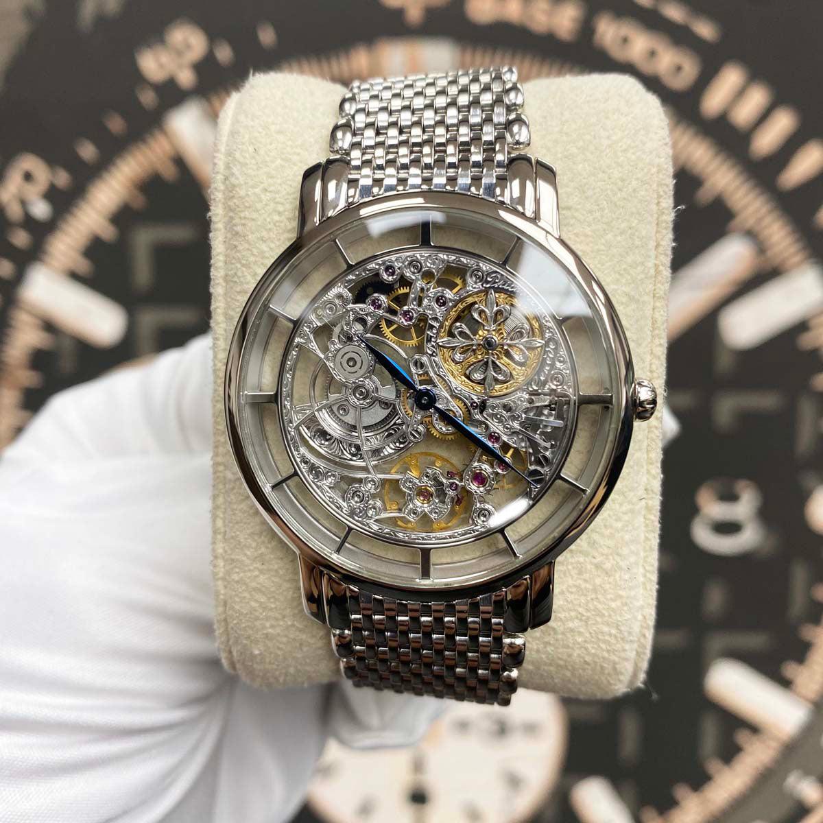 Patek Philippe Ultra-Thin Complication 39mm 5180/1G-001 Openworked Hand-Engraved Dial Pre-Owned - Gotham Trading 