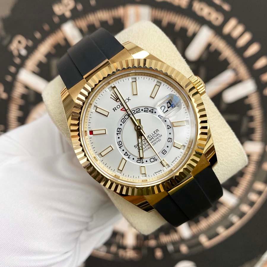 Rolex Sky-Dweller 42mm Oyster Flex 326238 White Dial Pre-Owned - Gotham Trading 