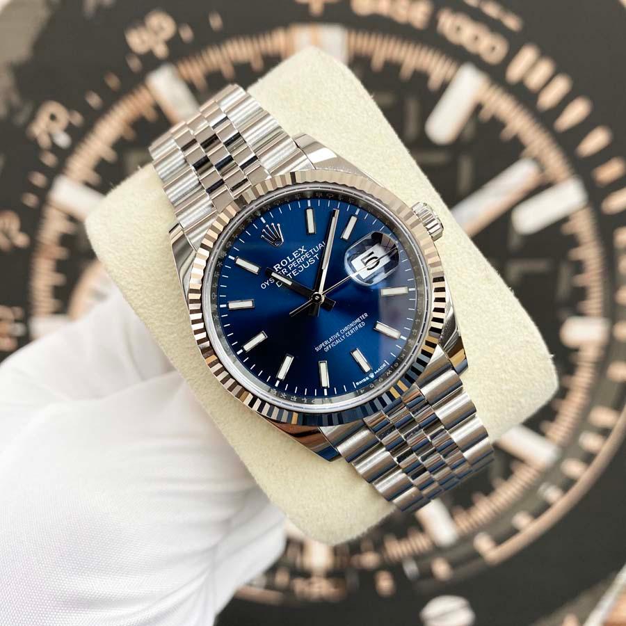 Rolex Datejust Bright Blue Dial Fluted Bezel 36mm 126234 - Gotham Trading 