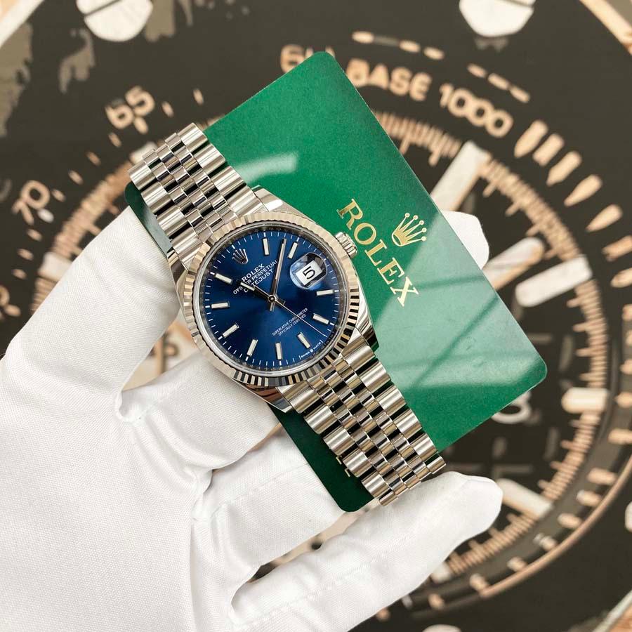 Rolex Datejust Bright Blue Dial Fluted Bezel 36mm 126234 - Gotham Trading 
