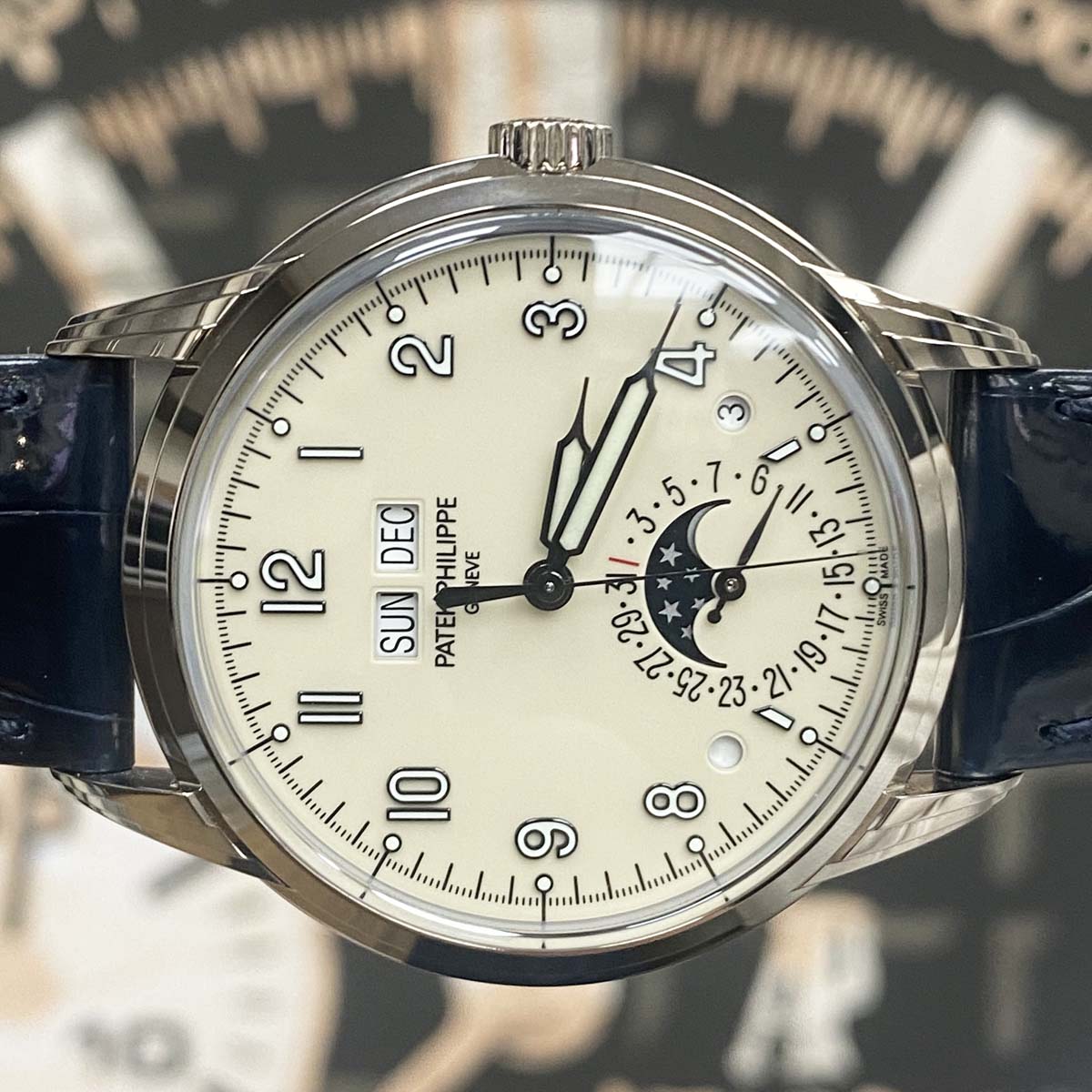 Patek Philippe Grand Complications Perpetual Calendar 40mm 5320G Cream Dial Blue Leather Band