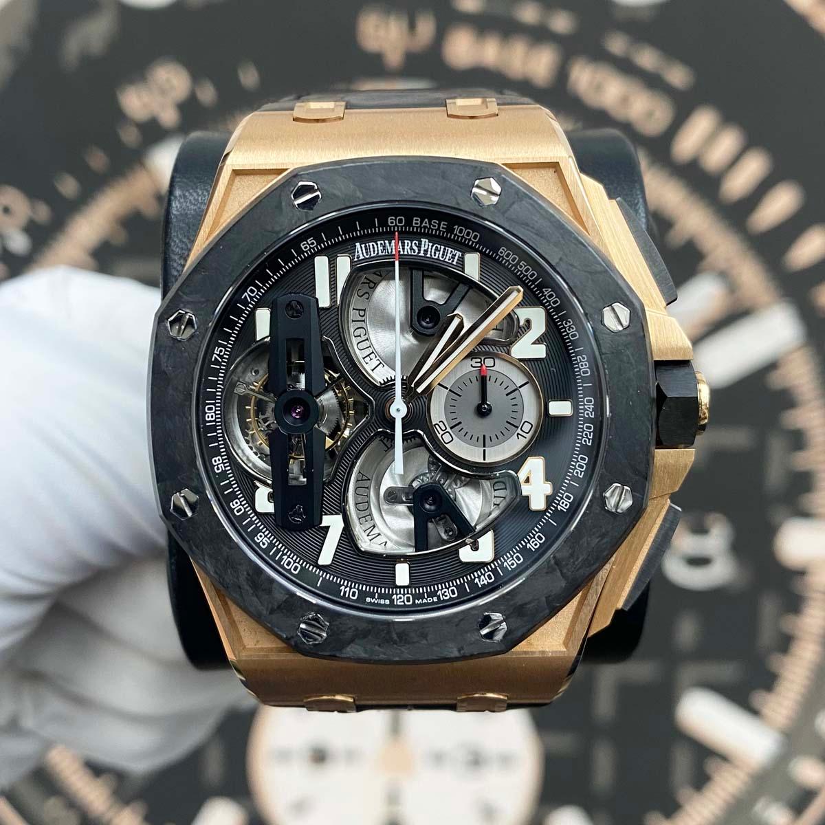 Audemars Piguet Royal Oak Offshore Tourbillon Chronograph 44mm 26288OF Openworked Dial Pre-Owned - Gotham Trading 