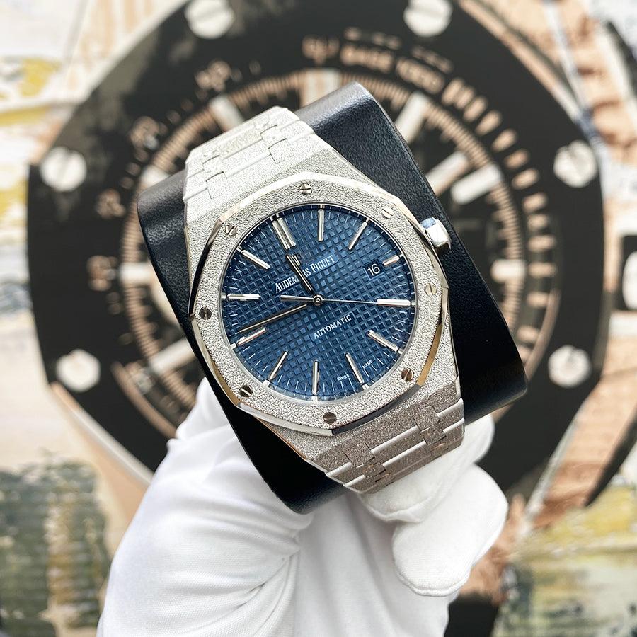 Audemars Piguet Limited Edition Royal Oak Frosted 41mm 15410BC Blue Dial Pre-Owned - Gotham Trading 