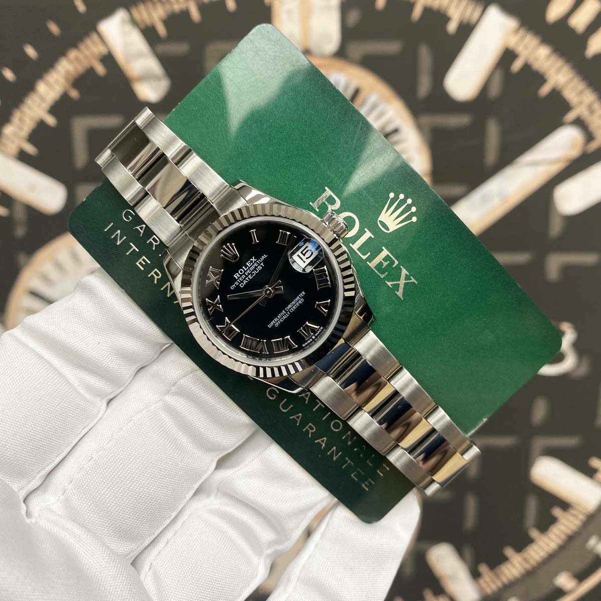 Rolex Datejust Black Roman Numeral Dial Fluted Bezel 31mm 278274